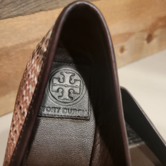 Tory Burch Women's Ballet Flats In Shades Of Brown Snakeskin Leather Size 7.5 - Picture 7 of 9
